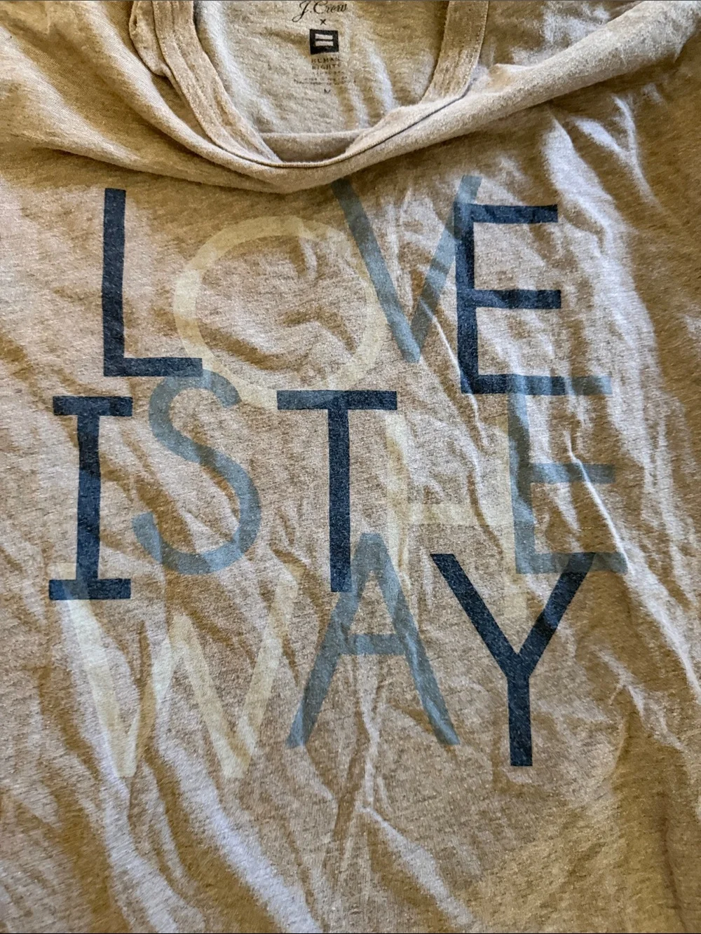 J. Crew Light Gray Short-Sleeve Tee with Blue Graphic